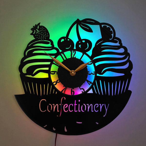 Candy Decor Wall Clock, Candy Decor Wall Decor, Confectionery Clock, Cupcakes Clock, Cherries Clock, Strawberry Clock, Dessert Theme Clock