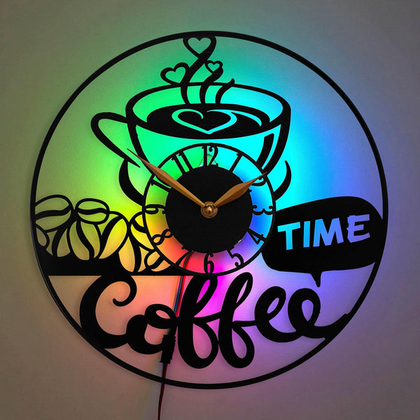 Coffee Clock, Coffee Decor, Coffee Gift, Coffee Time Clock, Coffee Beans Clock, Kitchen Clock, Coffee Lover Gift