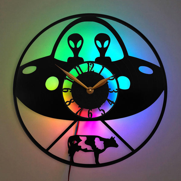 Space Theme Clock, Alien Clock, Spaceship Wall Art Clock, Paranormal Wall Clock, Futuristic Room Decor