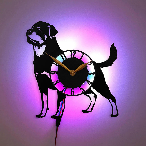 Rottweiler Clock, Dog Wall Clock, Pet Lover Clock, Rottweiler Silhouette Clock, Pet Decor, Rottweiler Gift, Rottweiler