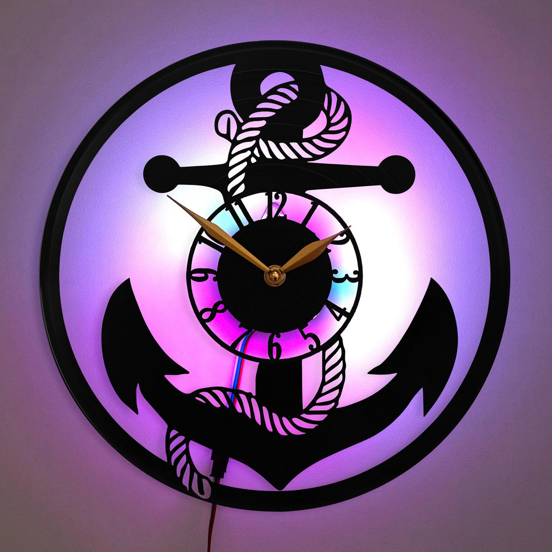 Anchor Clock, Anchor Gift, Maritime Decor Clock, Anchor and Rope Design Clock, Sailor Clock, Marine Wall Art, Anchor