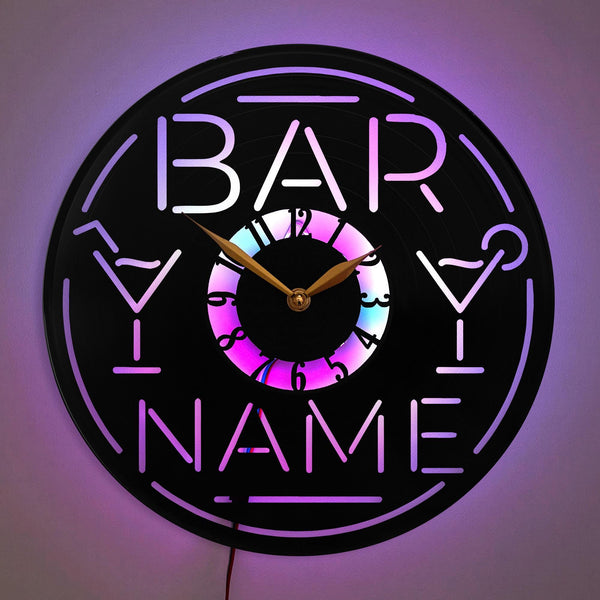 Bar Clock, Bar Decor, Bar Gift, Personalized Bar Clock, Custom Bar Name Clock, Home Bar Decor, Pub Clock, Custom Name Clock, Bar
