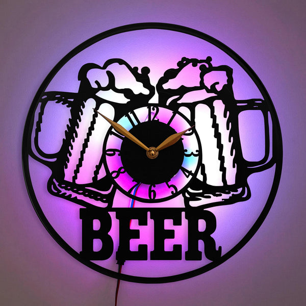 Beer Clock, Beer Decor, Beer Mug Clock, Cheers Clock, Bar Decor Clock, Brewery Clock, Beer Lover Gift, Pub Wall Art, Beer