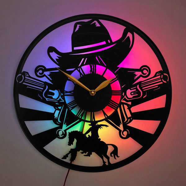 Cowboy Clock, Western Clock, Sheriff Clock, Western Decor, Wild West Clock, Horse Rider Clock, Western Art Clock, Cowboy, Sheriff,  Wild West