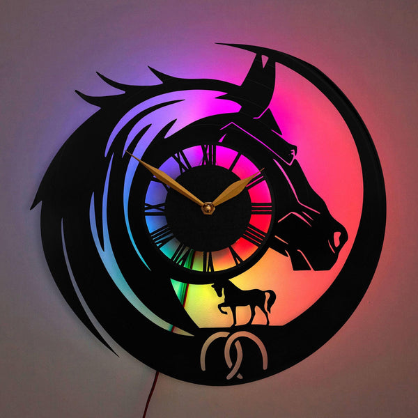 Horse Clock, Horse Gift, Horse Lover Gift, Horse Silhouette Clock, Horse Gift Idea, Horse Riding Gift, Horse, Freedom