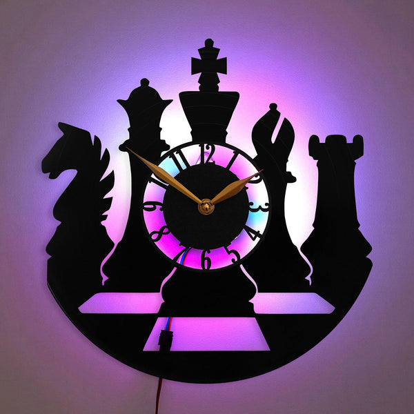 Chess Clock, Chess Piece Decor, Chess Lover Gift, Chess Board Clock, Chess Player Gift, Modern Chess Decor, Chess