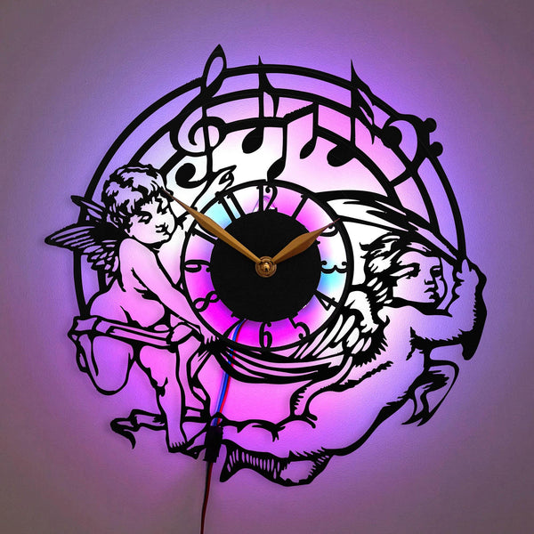 Music Wall Clock, Music Decor, Angel Wall Clock, Cherub Decor, Classical Art Decor, Romantic Wall Clock, Elegant Home Decor, Cupid