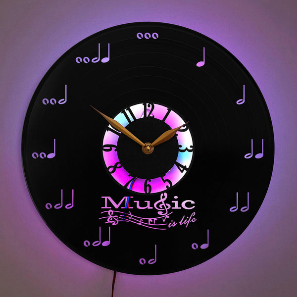 Music Wall Clock, Music Gift, Music Decor, Music Lover Gift, Music Notes Clock, Home Studio Decor, Music Room Art, Music Is Life