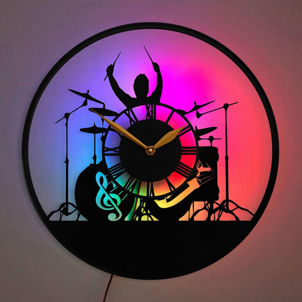 Drum Clock, Drum Decor, Drummer Wall Clock, Musician Gift Clock, Music Studio Wall Art, Unique Gift for Drummers, Drum, Music