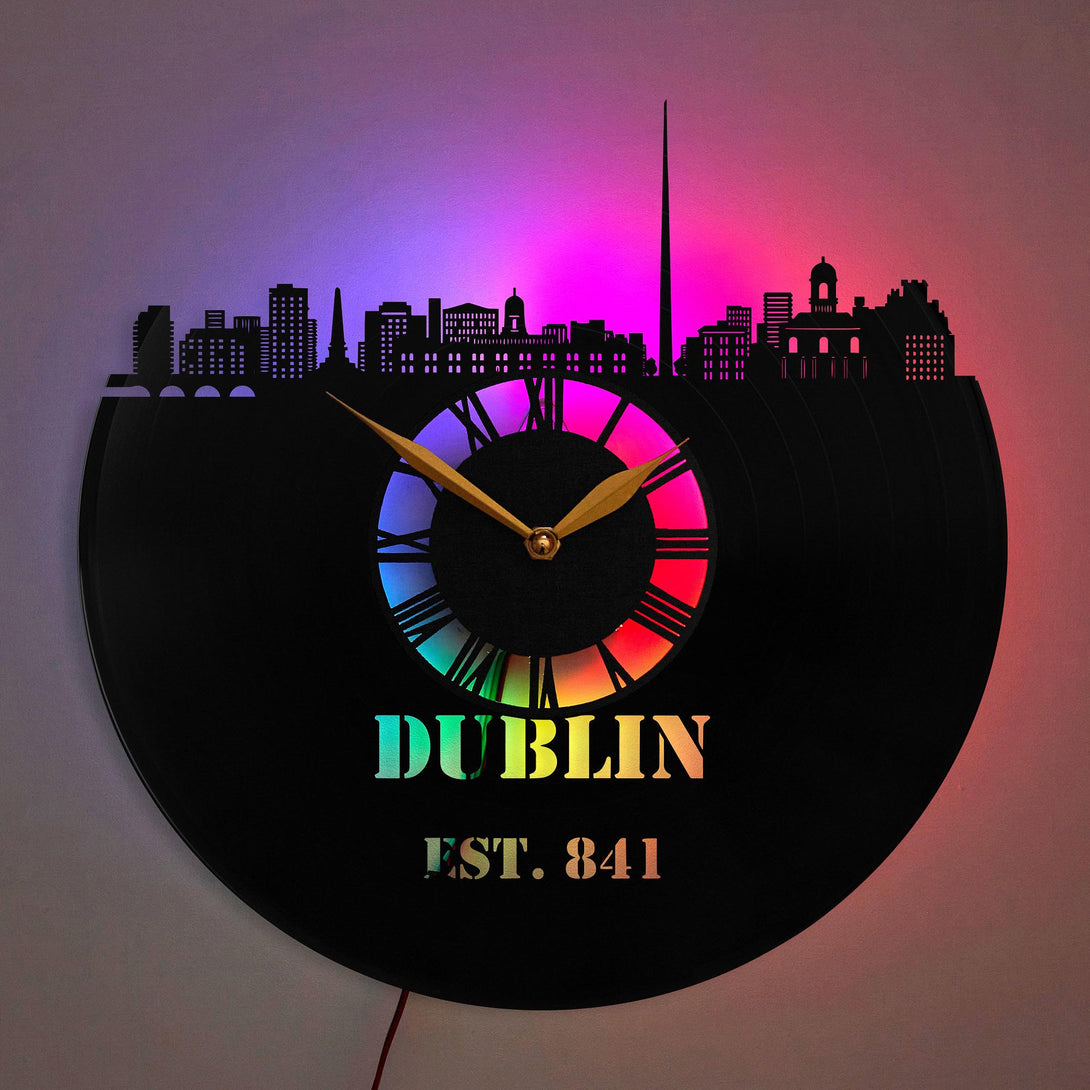 Dublin Wall Clock, Dublin Skyline Clock, Dublin City Wall Art, Dublin Ireland Clock, Dublin, Ireland