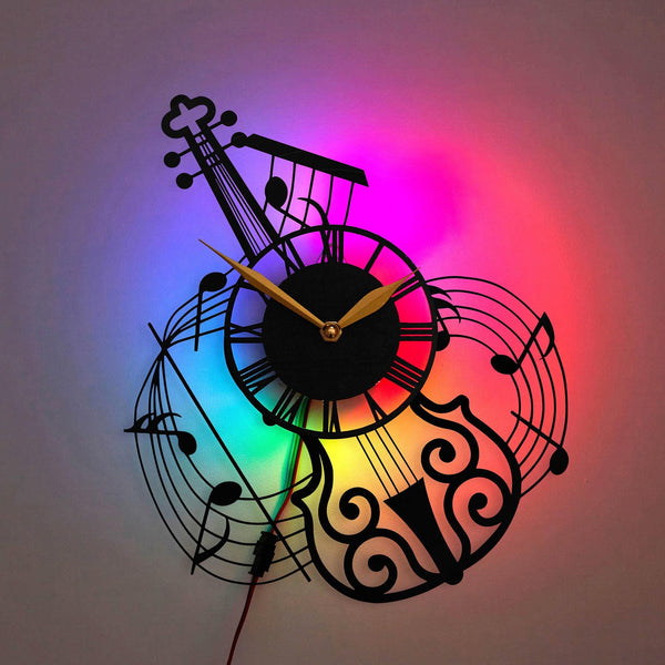 Violin Wall Clock, Musical Wall Decor, Music Note Clock, Gift for Musicians, Violin Lover Gift, Music Teacher Gift, Music Room Decor, Violin