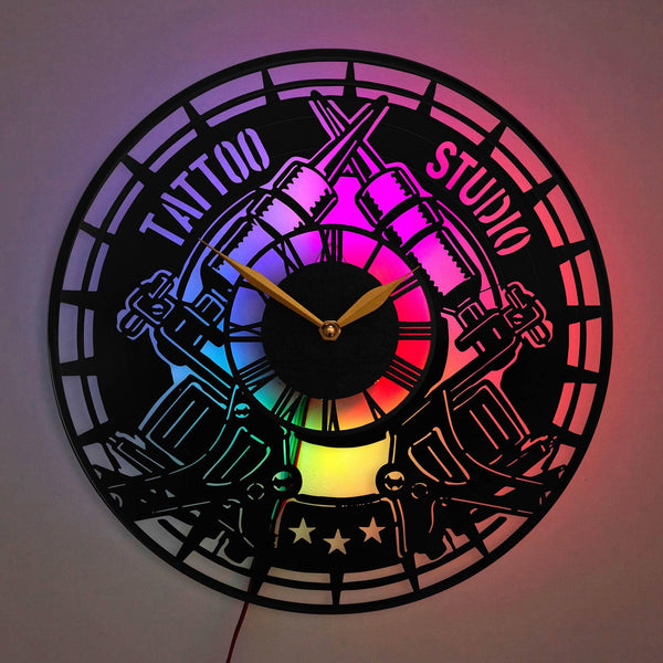 Tattoo Wall Clock, Tattoo Gift, Tattoo Studio Clock, Tattoo Artist Gift, Tattoo Shop Decor, Tattoo