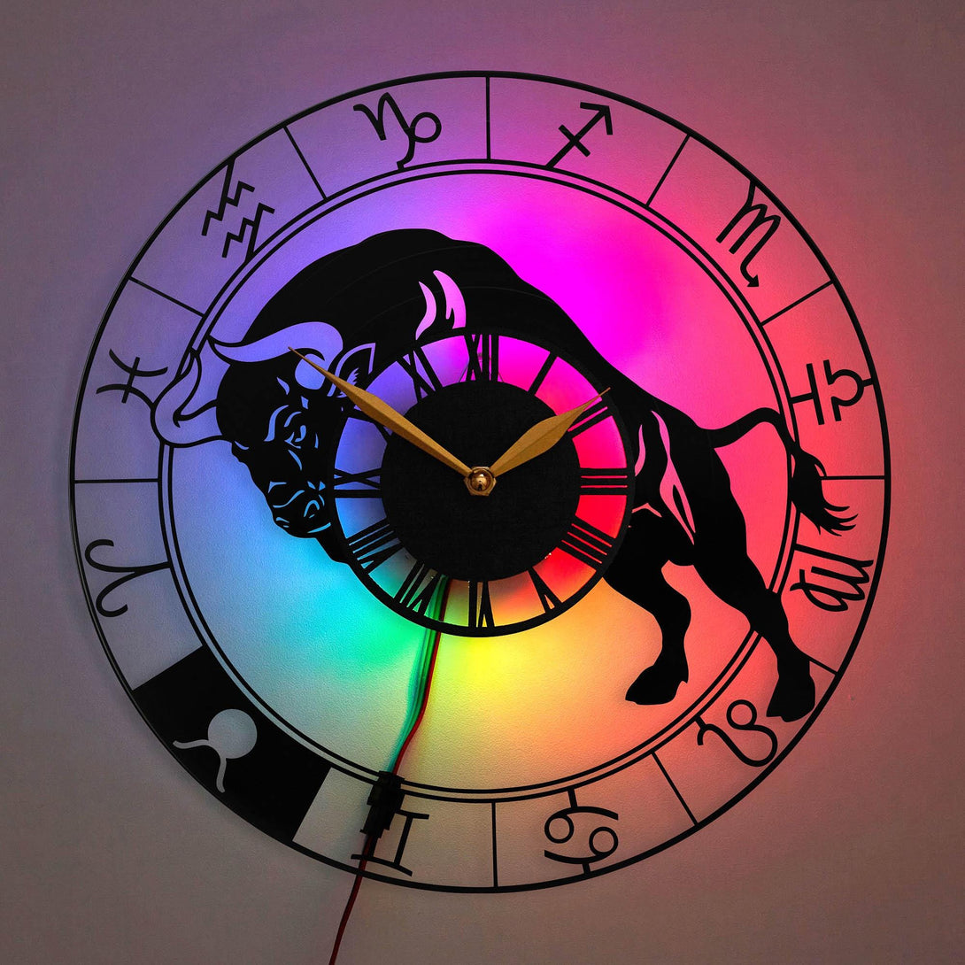 Taurus Clock, Zodiac Clock, Astrology Clock, Bull Clock, Horoscope Clock, Taurus, Zodiac, Astrology, Horoscope