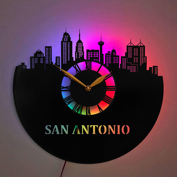 San Antonio Clock, City Skyline Clock, Urban Decor, Modern Clock, Cityscape Clock, San Antonio