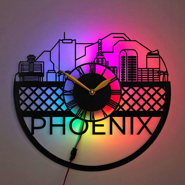 Phoenix Clock, Phoenix Decor, Urban Wall Art, Modern Clock, Phoenix