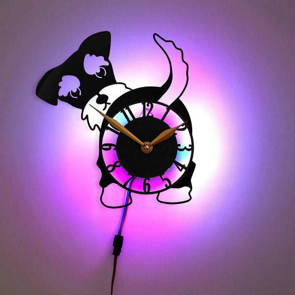 Schnauzer clock, Pet Lover Gift, Cute Dog Silhouette Clock, Modern Pet Decor Clock, Animal Lover Wall Art, Dog, Animal, Schnauzer