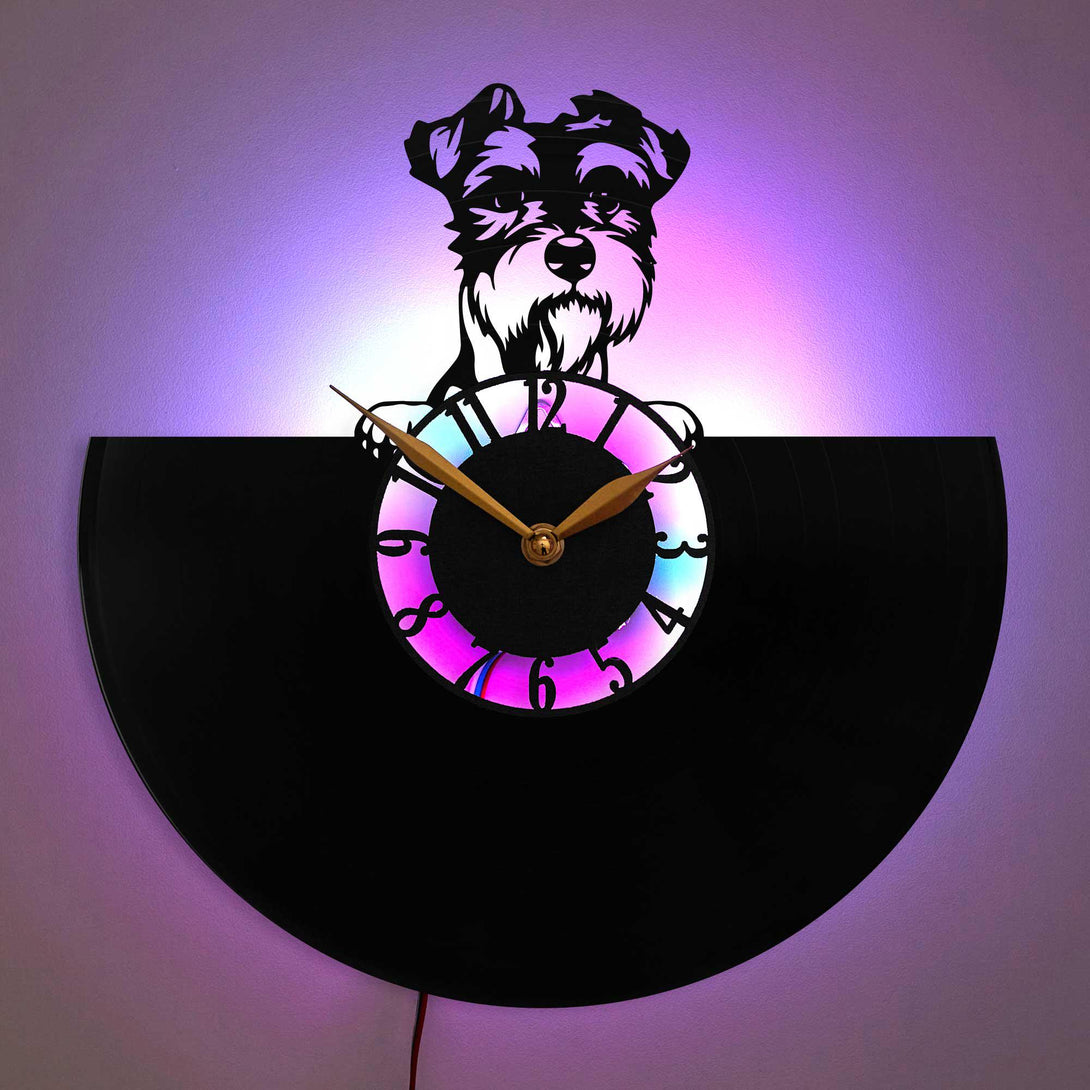 Schnauzer wall clock, Pet Lover Gift, Modern Animal Decor Clock, Cute Animal Wall Clock, Dog, Animal, Schnauzer