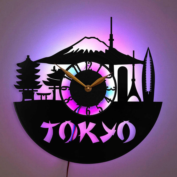 Tokyo clock, Tokyo decor, Mount Fuji Design Clock, Skyline and Landscape Clock, Modern Japanese Wall Decor, Tokyo