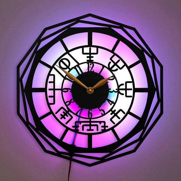Viking Clock, Viking decor, Geometric Clock, Rune Wall Clock, Abstract Geometric Wall Clock, Nordic Wall Art Clock, Viking