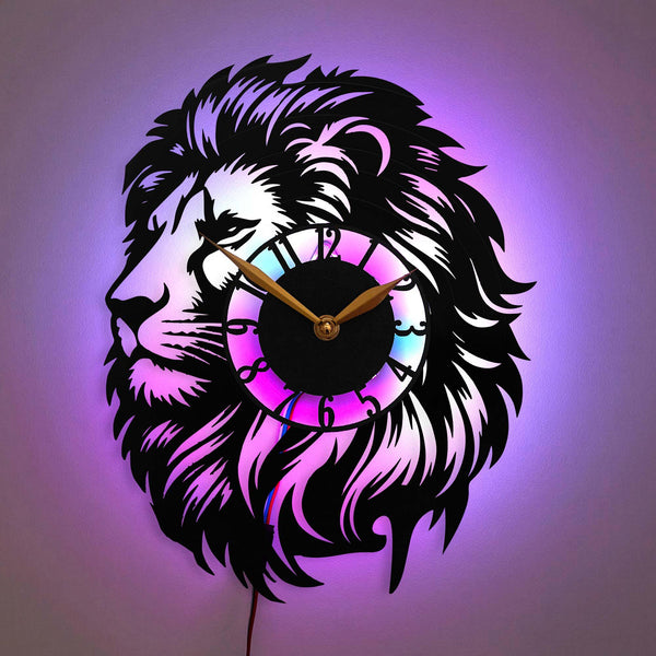 Lion clock, Lion Silhouette Clock, Lion Head Art Clock, Wildlife Decor Clock, Lion