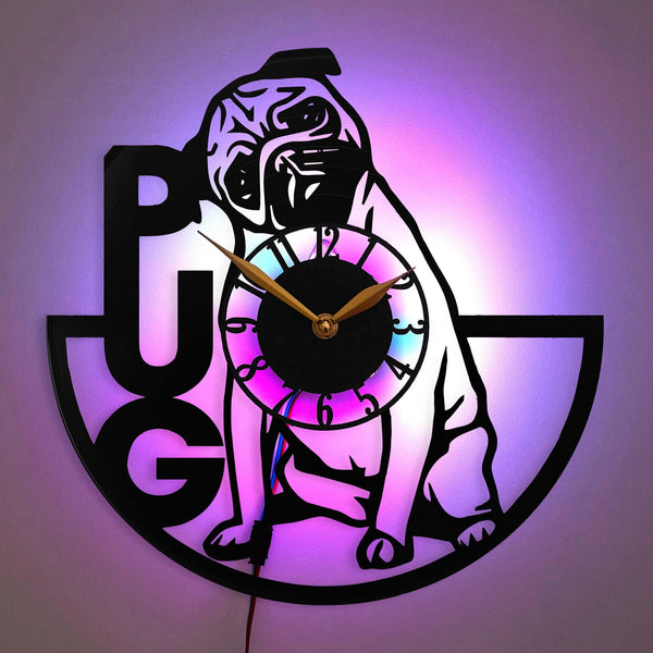 Pug Clock, Pug Decor, Pug Gift, Dog-Themed Clock, Pet Lovers Clock, Decorative Home Clock, Animal Design Clock