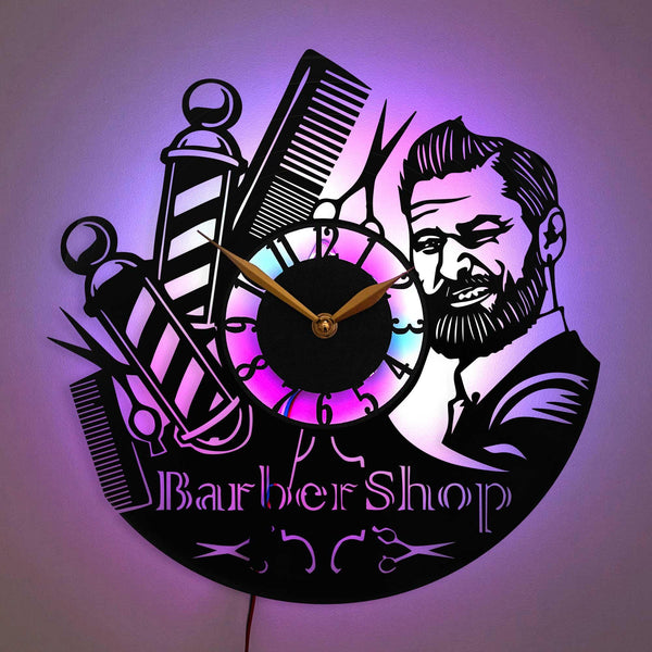 Barbershop Clock, Barbershop Decor, Bearded Man Design Clock, Hairdresser Decor Wall Clock, Barber Shop Gift, Barbershop