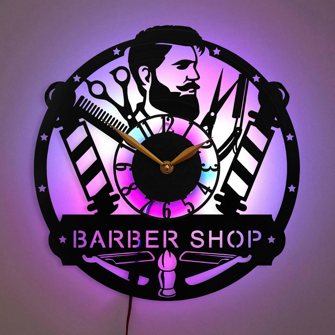 Barbershop wall clock, Barbershop decor, Gift for men, Hairdresser Decor Clock, Salon Wall Art