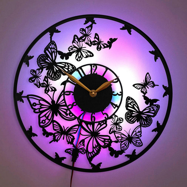 Butterfly clock, Butterfly decor, Nature-Themed Clock, Butterfly Silhouette Clock, Artistic Wall Clock