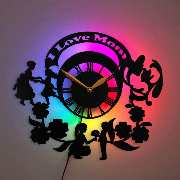 Mom Wall Clock, Mom Gift, &quot;I Love Mom&quot; Wall Clock, Mom Appreciation Clock, Gift for Mom, Thank you Mom Gift, Mom, Mother, Love Mom