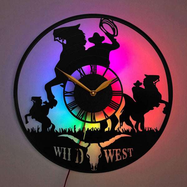 Rodeo Wall Clock, Wild West Wall Clock, Cowboy Decor Clock, Western Style Clock, Rodeo Home Decor Clock, Western Gift for Him, Rodeo, Wild West, Cowboy