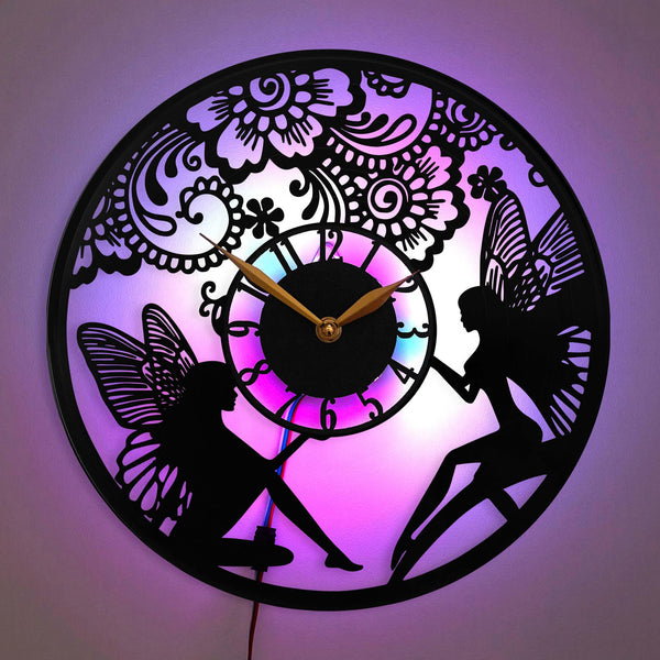 Fairy clock, Butterfly Wings Design Clock, Floral Fantasy Wall Clock, Magical Room Decor Clock, Ethereal Wall Art Clock, Fairytale