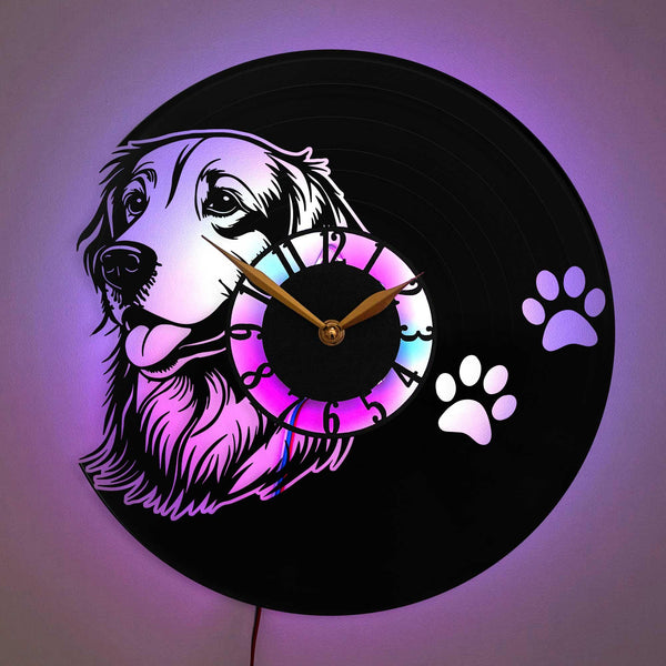 Golden retriever clock, Paw Print Design Clock, Dog Lover Gift Clock