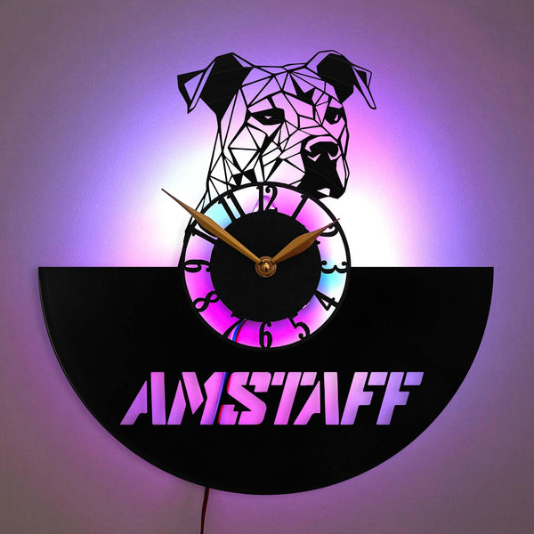 Pitbull dog clock, Amstaff Wall Clock, Dog Breed Clock, Geometric Dog Design Clock, Pet Lover Decor Clock, Pitbull, Dog