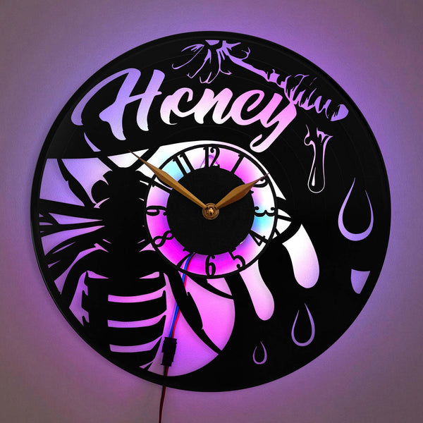Honeybee Wall Clock, Honey Lover Decor, Bee and Honey Clock, Nature-Inspired Clock, Beekeeper Gift Idea