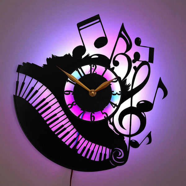 Music Notes Wall Clock, Piano and Treble Clef Clock