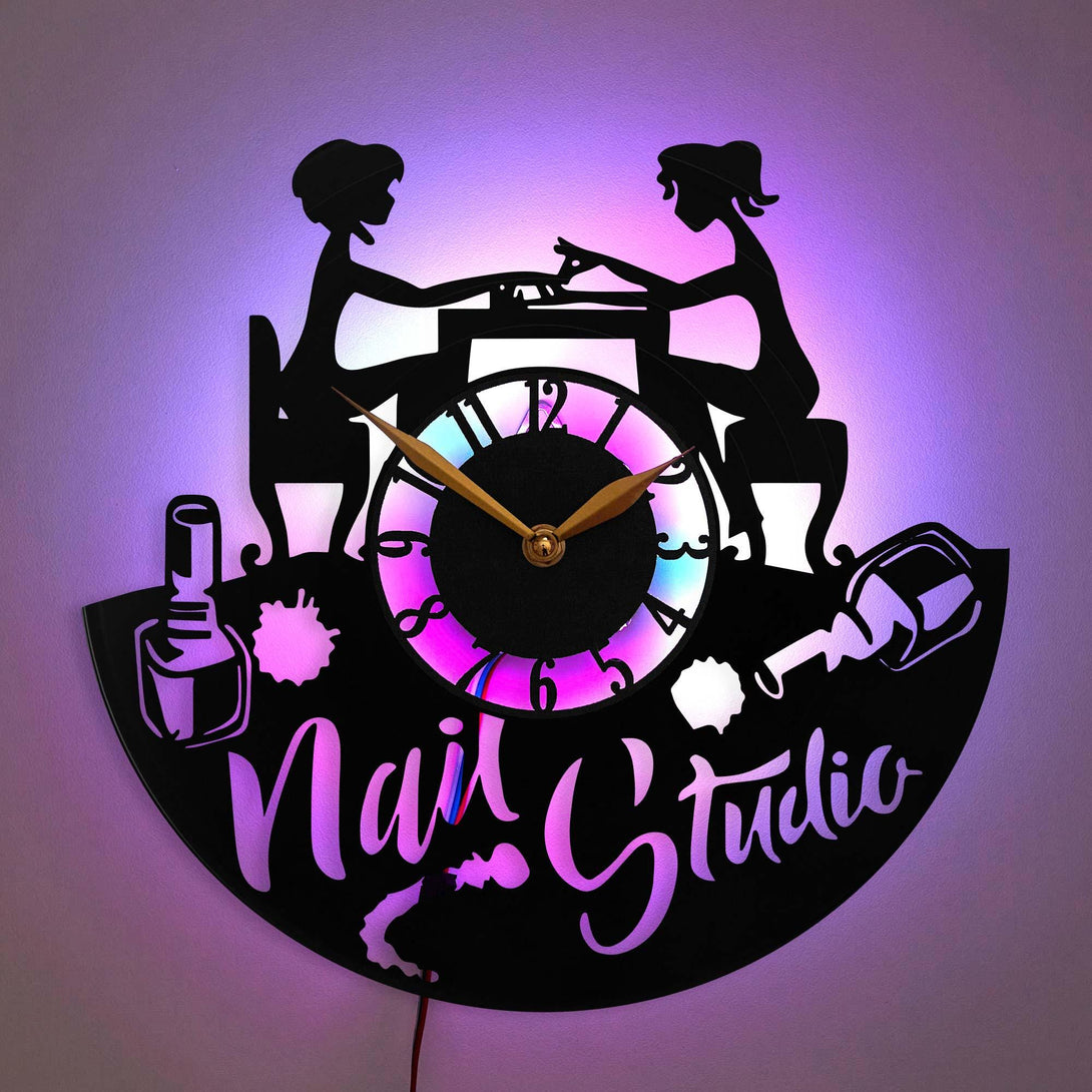 Nail Studio Wall Clock, Manicure Decor Clock, Nail Technician Gift,
