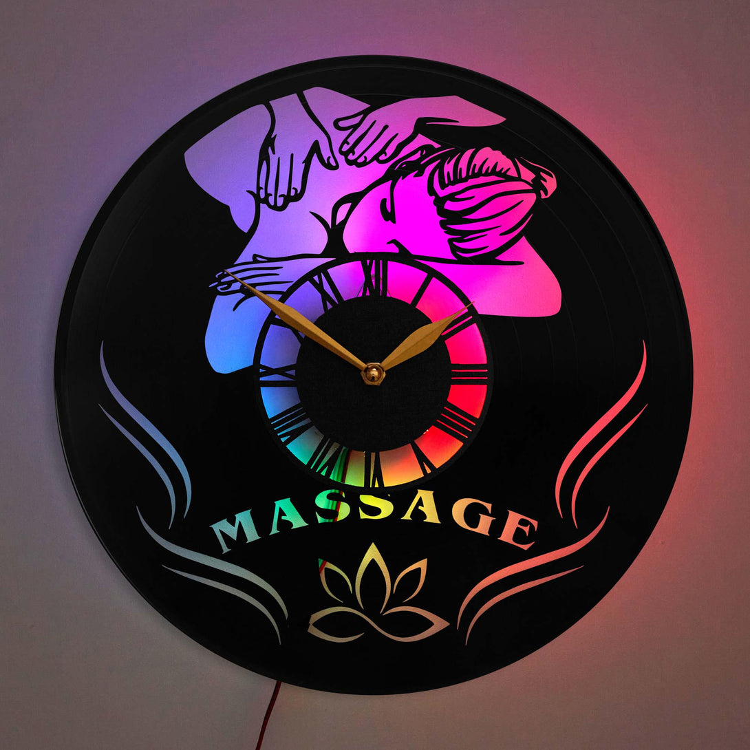 Massage Wall Clock, Spa LED Clock Decor, Wellness Center Clock, Relaxation Room Wall Art, Massage Therapist Gift