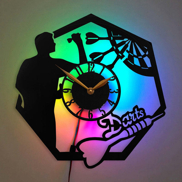 Darts clock, Dartboard clock, Dart Player Silhouette Clock