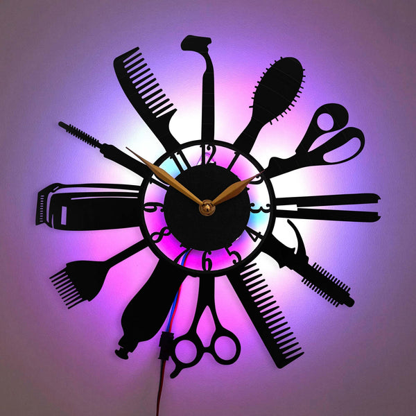 Hairdresser Wall Clock, Barber Shop Decor, Salon Tools Clock, Beauty Salon Wall Art, Hairstylist Gift Idea, Hairdressing Room Decor