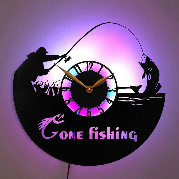 Fishing Wall Clock, Angler Gift Clock, Fisherman Room Art