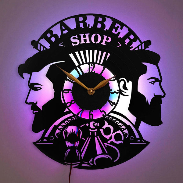 Barber Shop Wall Clock, LED Barbershop Decor, Professional Barber Decor