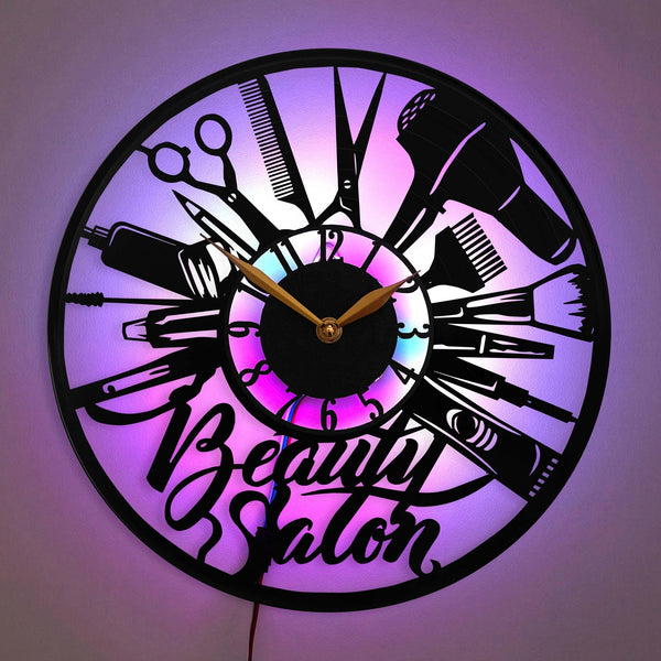 Beauty Salon Wall Clock, Hairdresser Room Art, Hair and Makeup Clock