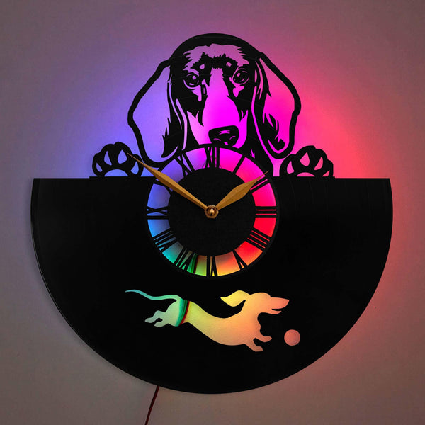 Dachshund Wall Clock, Sausage Dog LED Clock, Wiener Dog Home Decor